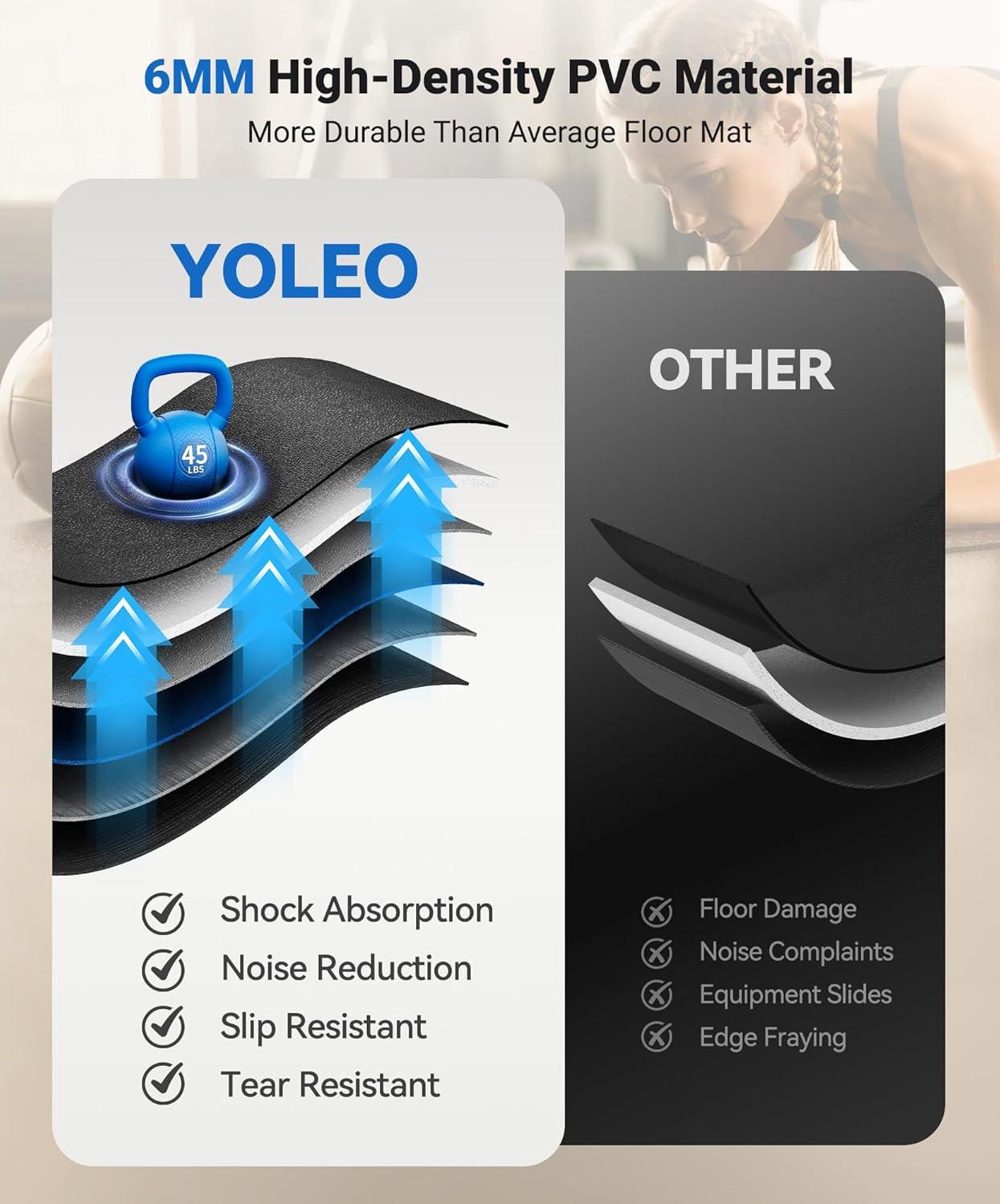 imageYOLEO Foldable Walking Pad Mat 63quotx30quot Exercise Equipment Mats for Home Gym Workout  14quot Thick NonSlip Protective Floor Mat for Exercise BikeEllipticalTreadmillYoga Shock Absorbing Waterproof