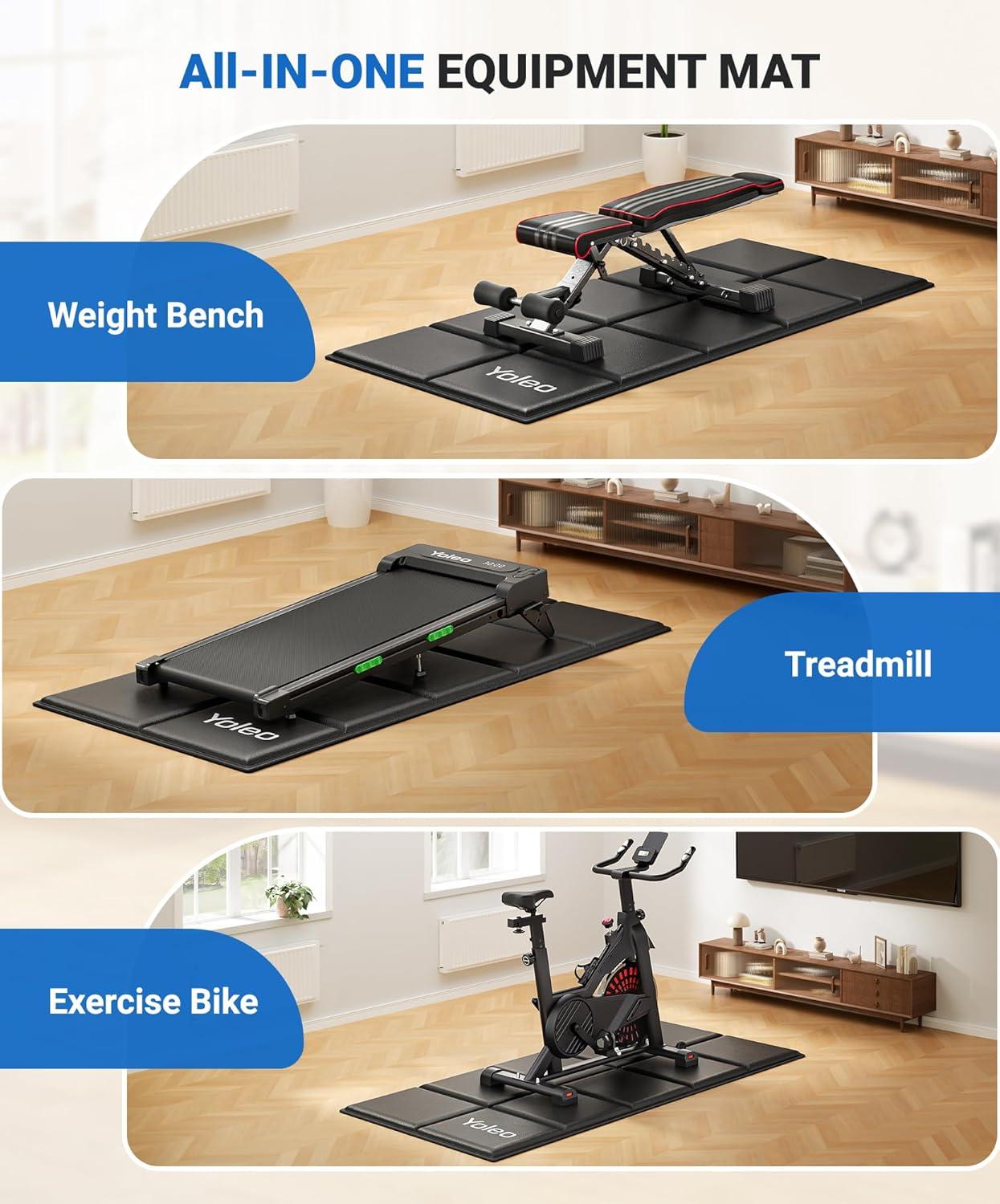 imageYOLEO Foldable Walking Pad Mat 63quotx30quot Exercise Equipment Mats for Home Gym Workout  14quot Thick NonSlip Protective Floor Mat for Exercise BikeEllipticalTreadmillYoga Shock Absorbing Waterproof