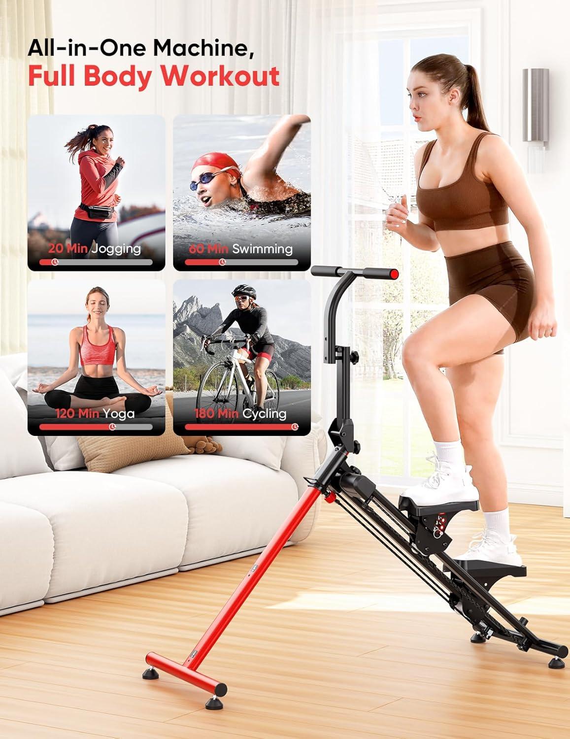 imageYOLEO Steppers for Exercise at Home Adjustable Stair Stepper with 3 Workout ModesFolding Cardio Stair Master with Ski Simulation Mode ampamp Oversized Pedal90 PreAssembled Stair Climber with Handlebar