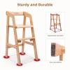 imageWooden High Chair for Toddlers Adjustable Dining Feeding Chair with Removable Cushion for Child High Chair Grows with Your Kid with Steps for Kids Dining Studying Step ToolNutBrownNatural Color