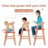 imageWooden High Chair for Toddlers Adjustable Dining Feeding Chair with Removable Cushion for Child High Chair Grows with Your Kid with Steps for Kids Dining Studying Step ToolNutBrownNatural Color