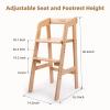 imageWooden High Chair for Toddlers Adjustable Dining Feeding Chair with Removable Cushion for Child High Chair Grows with Your Kid with Steps for Kids Dining Studying Step ToolNutBrownNatural Color