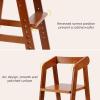 imageWooden High Chair for Toddlers Adjustable Dining Feeding Chair with Removable Cushion for Child High Chair Grows with Your Kid with Steps for Kids Dining Studying Step ToolNutBrownNutbrown