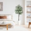 imageYOLEO Artificial Olive Tree 5FT Tall Faux Silk Plant for Home Office Indoor Decor Fake Olive Tree with Lifelike Olive LeavesGreen Olive 5ft