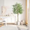 imageYOLEO Artificial Olive Tree 5FT Tall Faux Silk Plant for Home Office Indoor Decor Fake Olive Tree with Lifelike Olive LeavesGreen Olive 6ft