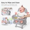 imageYOLEO Baby High Chair Booster Seat for Dining Table Adjustable Height Travel Foldable High Chairs with TrayGrey