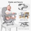 imageYOLEO Baby High Chair Booster Seat for Dining Table Adjustable Height Travel Foldable High Chairs with TrayGrey
