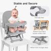 imageYOLEO Baby High Chair Booster Seat for Dining Table Adjustable Height Travel Foldable High Chairs with TrayGrey