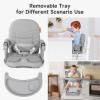 imageYOLEO Baby High Chair Booster Seat for Dining Table Adjustable Height Travel Foldable High Chairs with TrayGrey