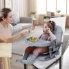 imageYOLEO Baby High Chair Booster Seat for Dining Table Adjustable Height Travel Foldable High Chairs with TrayGrey