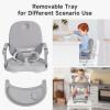 imageYOLEO Baby High Chair Booster Seat for Dining Table Adjustable Height Travel Foldable High Chairs with TrayGrey