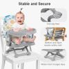 imageYOLEO Baby High Chair Booster Seat for Dining Table Adjustable Height Travel Foldable High Chairs with TrayGreyouter space