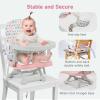 imageYOLEO Baby High Chair Booster Seat for Dining Table Adjustable Height Travel Foldable High Chairs with TrayPink