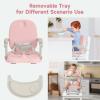 imageYOLEO Baby High Chair Booster Seat for Dining Table Adjustable Height Travel Foldable High Chairs with TrayPink