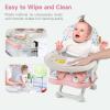 imageYOLEO Baby High Chair Booster Seat for Dining Table Adjustable Height Travel Foldable High Chairs with TrayPink