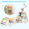 imageYOLEO Large Pikler Triangle Set 7in1 Montessori Climbing Toys for 1 Year Old wt Sturdy Base and Adjustable Height QuickFold Toddler Climbing Toys Indoor Playground and Fun Jungle Gym for KidsRainbow 3 Pieces Climber Slide Arch