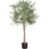 imageYOLEO Artificial Olive Tree 5FT Tall Faux Silk Plant for Home Office Indoor Decor Fake Olive Tree with Lifelike Olive LeavesGreen Olive 6ft