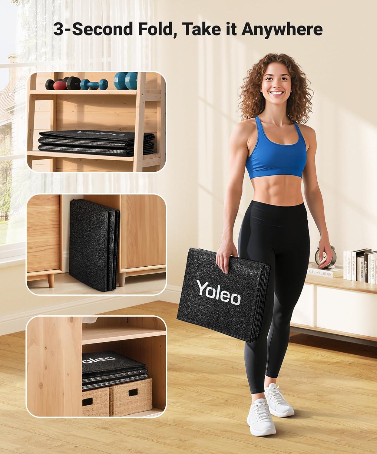 imageYOLEO Foldable Treadmill Mat Walking Pad Mat for Carpet 63quotx30quot Exercise Equipment Mats 14quot Thick NonSlip Hardwood Floor Protection for Exercise BikeWeight BenchTreadmillYoga Shock Absorbing