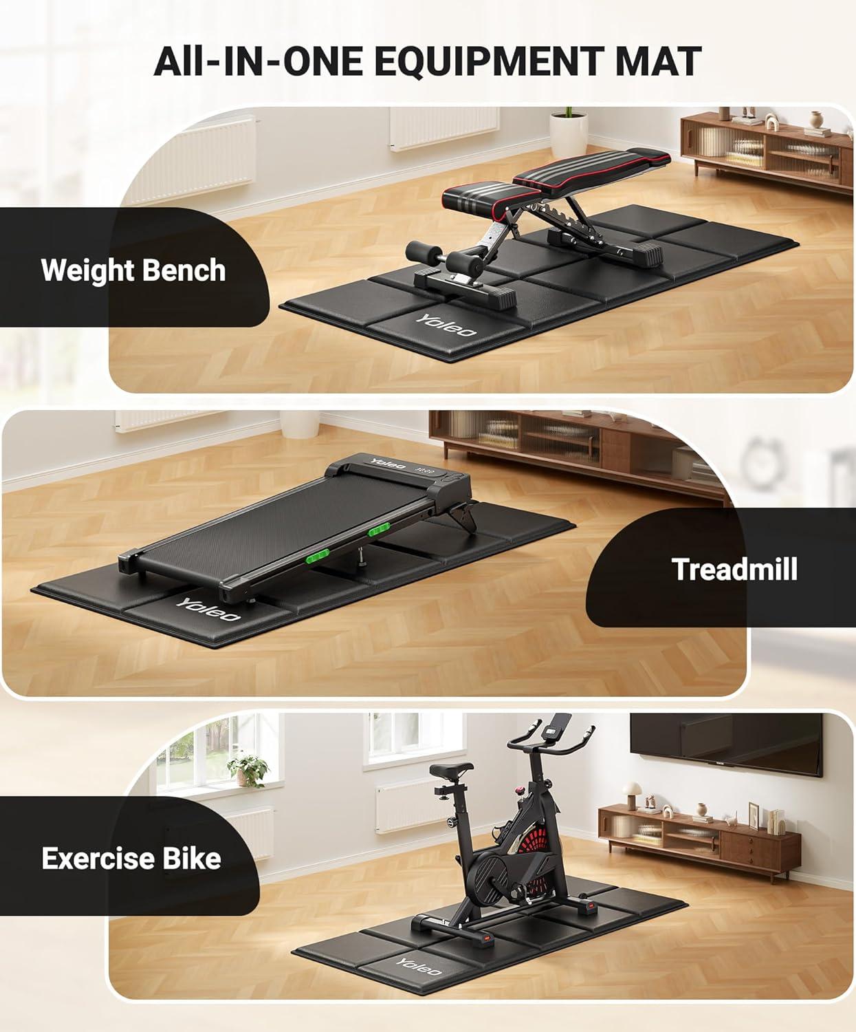 imageYOLEO Foldable Treadmill Mat Walking Pad Mat for Carpet 63quotx30quot Exercise Equipment Mats 14quot Thick NonSlip Hardwood Floor Protection for Exercise BikeWeight BenchTreadmillYoga Shock Absorbing