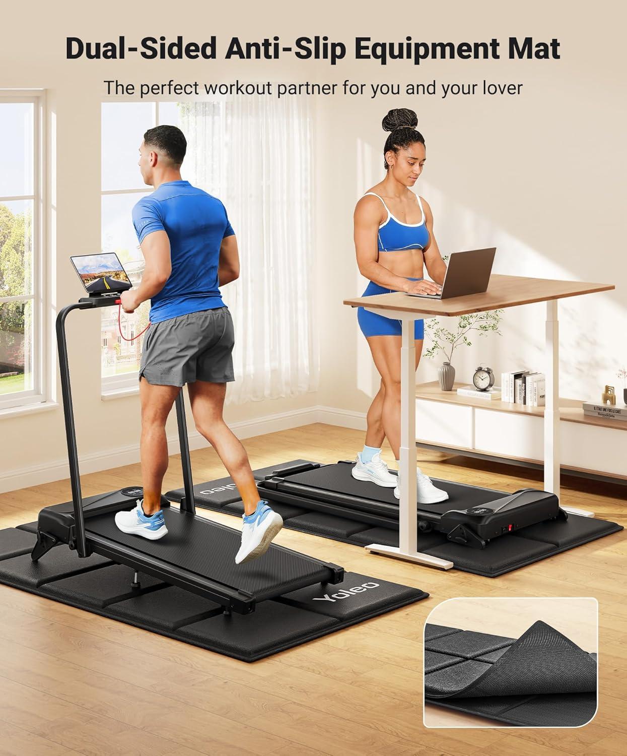 imageYOLEO Foldable Treadmill Mat Walking Pad Mat for Carpet 63quotx30quot Exercise Equipment Mats 14quot Thick NonSlip Hardwood Floor Protection for Exercise BikeWeight BenchTreadmillYoga Shock Absorbing