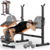 imageYOLEO 6 in 1 Weight Bench Set for Home Gym Fast Folding ampamp Adjustable Workout Bench Bench Press RackLeg ExtensionPreacher CurlSit upVitality Orange