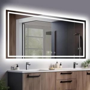 imageYOLEO 28x36 LED Bathroom Mirror 36x28 Led Mirror for Bathroom with Front and Backlit Lighted Bathroom Vanity Mirror for Wall AntiFog Dimmable Memory Function 3 Colors HorizontalVertical32L x 72W