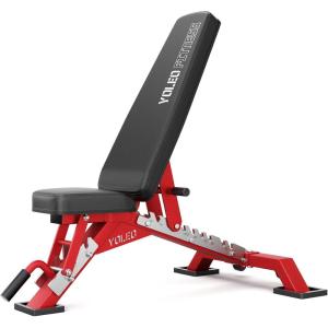imageYOLEO Commercial Adjustable Weight Bench  MAX 2300660LB Heavy Duty Workout Bench for Home Gym DeclineFlatIncline Bench Press 24quot Thick Pad6Step AssemblyRed