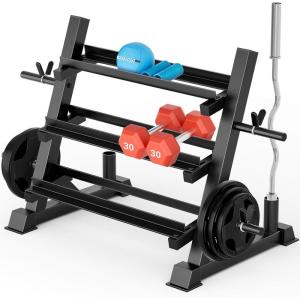 imageYOLEO Dumbbell Rack  3 Tier ampamp 5 Tier Compact Weight Rack for Dumbbell Kettlebell Barbell Heavy Duty Weight Storage Organizer SpaceSaving Dumbbell Storage Stand Holder for Home Gym  1100LBS Capacity Rack OnlyUpgraded 3Tier