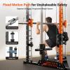 imageYOLEO NEW Smith Machine with Independent DualPulley System 1800LB Adjustable Cable Crossover Squat Rack MultiFunctional Power Cage for Home Gym with More Workout Equipment LAT Pulldown BarampampDip Bar