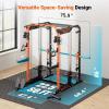 imageYOLEO NEW Smith Machine with Independent DualPulley System 1800LB Adjustable Cable Crossover Squat Rack MultiFunctional Power Cage for Home Gym with More Workout Equipment LAT Pulldown BarampampDip Bar