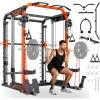 imageYOLEO NEW Smith Machine with Independent DualPulley System 1800LB Adjustable Cable Crossover Squat Rack MultiFunctional Power Cage for Home Gym with More Workout Equipment LAT Pulldown BarampampDip Bar