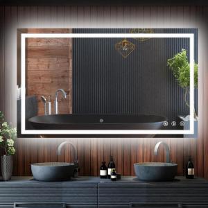 imageYOLEO 72x36 LED Bathroom Mirror Led Mirror for Bathroom with Front and Backlit Lighted Bathroom Vanity Mirror for Wall AntiFog Dimmable Memory Function 3 Colors HorizontalVertical36L x 72W