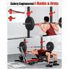 imageYOLEO Squat Rack with Adjustable PullUp Bar ampamp Extended Safety Arms MultiFunctional Power Racks Squat Stand for Home Gym Garage ampamp Basement 35quot67quot Width Fixed 83 Frame Height PullUp Bar Height 715quot805quot Fits 6FT ampamp 7FT BarbellsRedDark