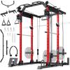imageYOLEO MultiFunctional Power Cage Adjustable Cable Crossover System Power Rack with More Workout Cage Attachment 5070MM Base Garage Workout ampamp Home Gym Squat Rack