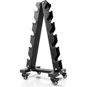 imageYOLEO HeavyDuty AFrame Dumbbell Rack with Wheels 5Tier Weight Rack 440LBS Capacity SpaceSaving Home Gym Storage Organizer AntiSlip ampamp FingerSafe Design Rack OnlyLarge